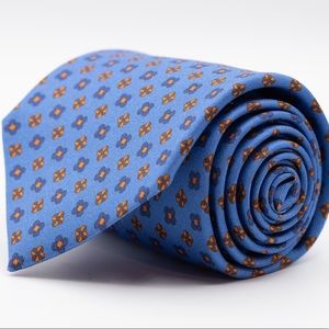Made In Italy- Light Blue Floral Silk Handmade Tie